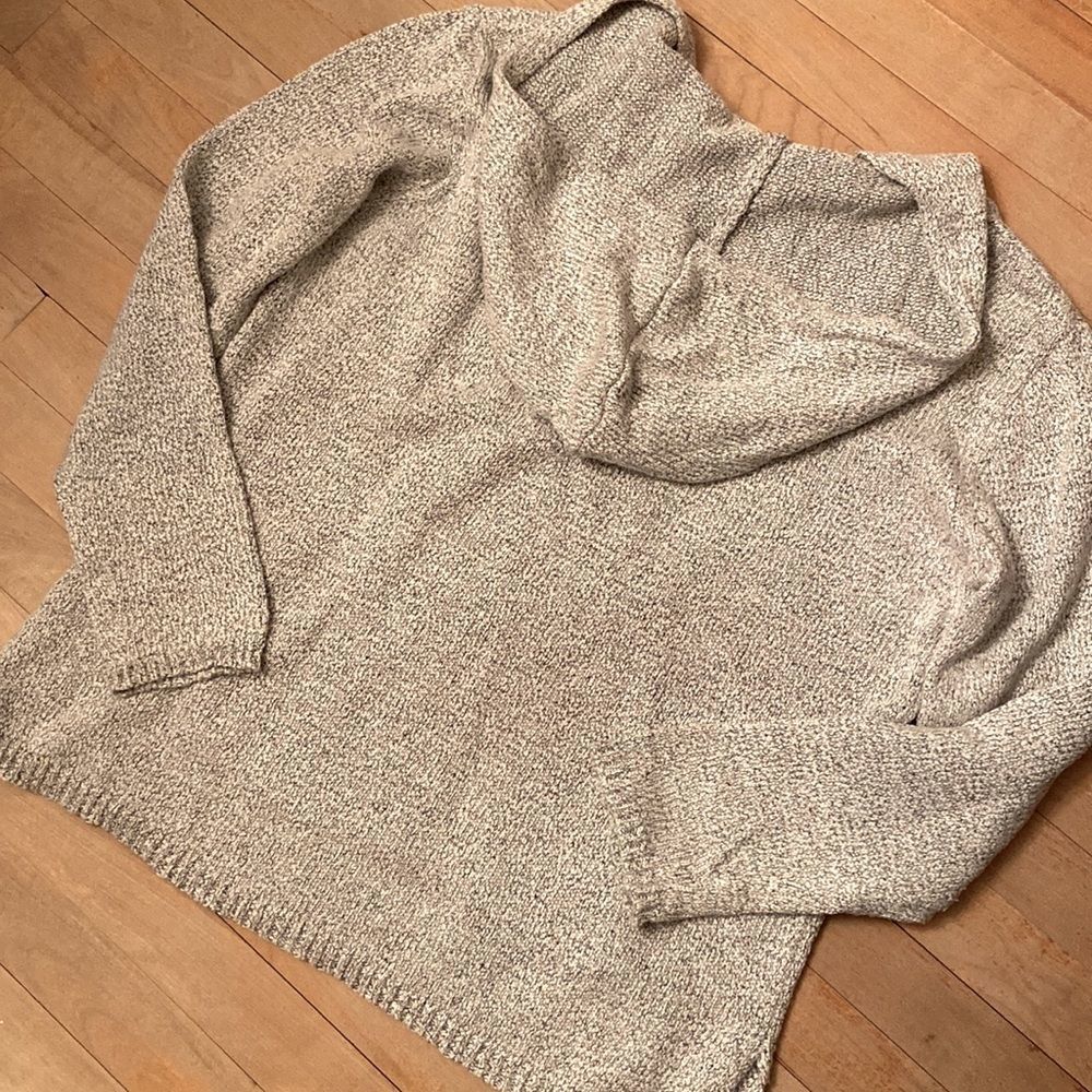 BLUENOTES Marled Gray V-Neck Kangaroo Hooded Sweater - Picture 9 of 12
